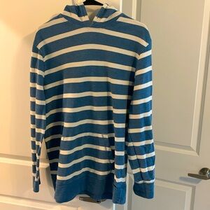 Men’s blue and white striped hoodie sweatshirt XL